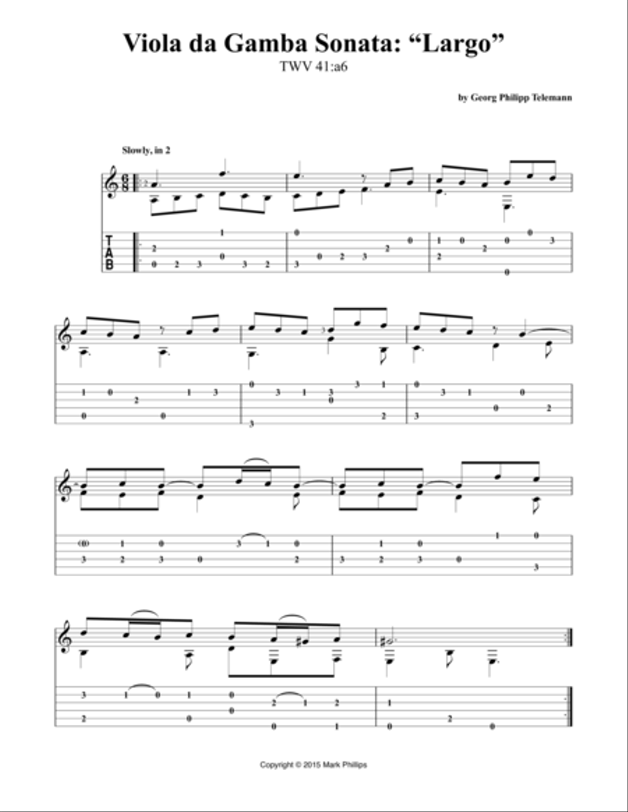 Viola da Gamba Sonata: “Largo” Viola scores gallery preview page 1