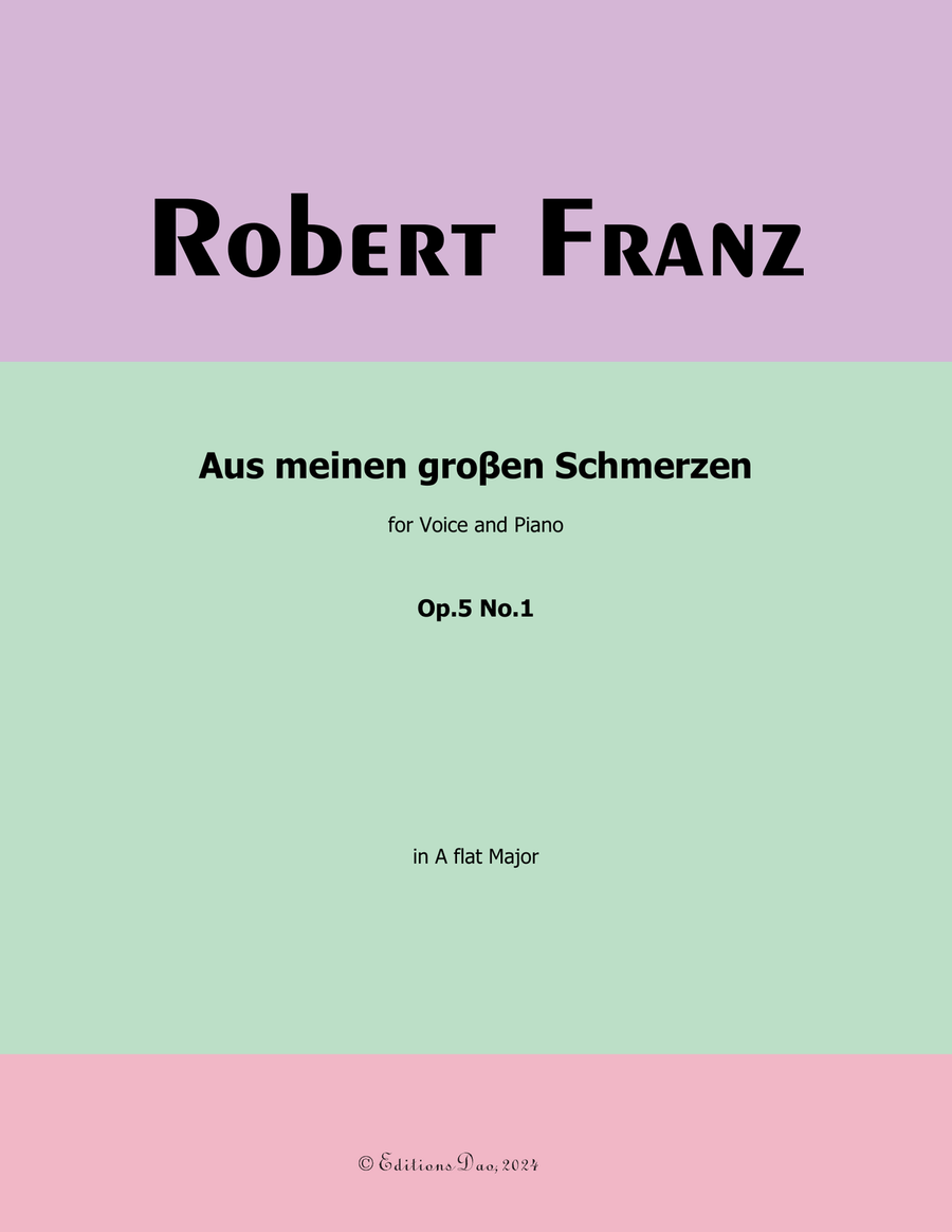 Aus meinen groβen Schmerzen, by Gabriel Fauré, in A flat Major Voice scores gallery preview page 1