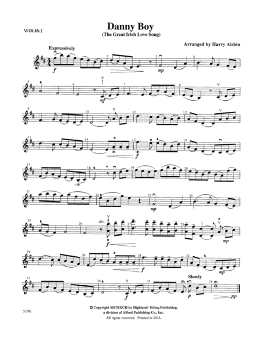 Danny Boy: 1st Violin Danny Boy: 1st Violin String Orchestra scores gallery preview page 1