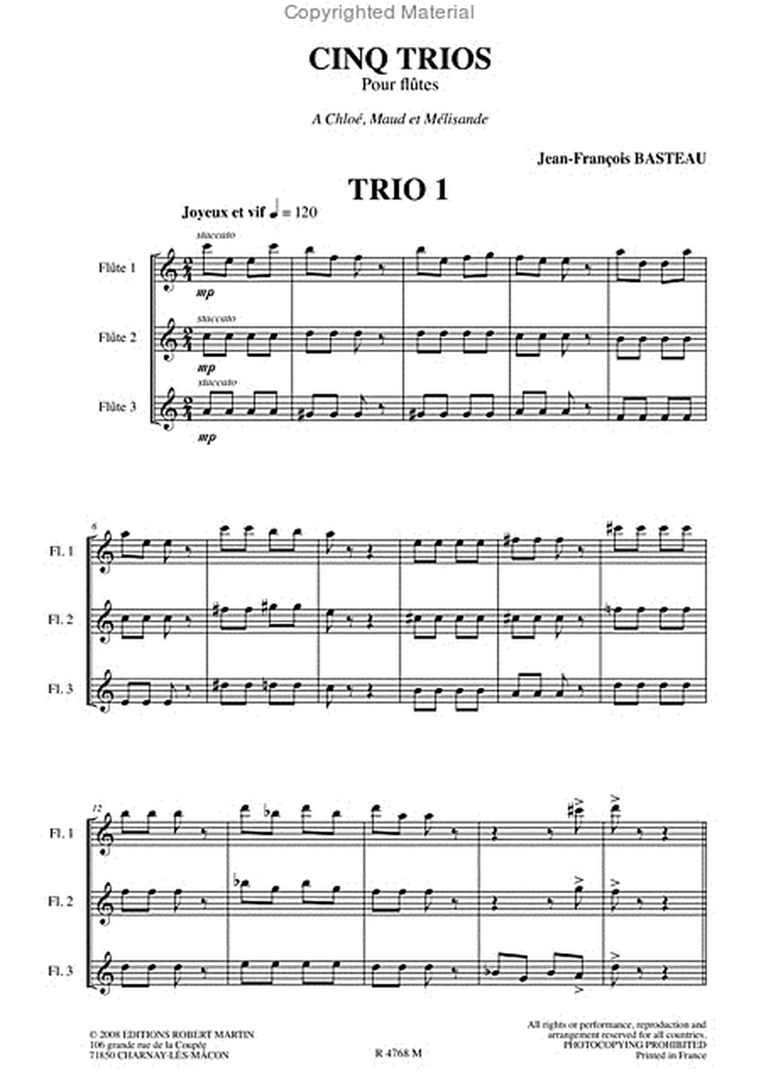 Cinq trios pour flute