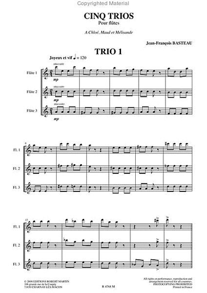 Cinq trios pour flute