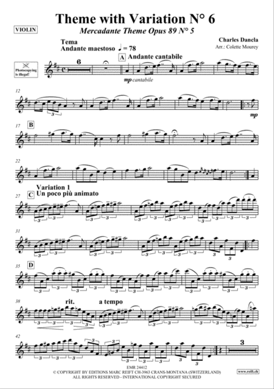 Theme with Variations No. 6 Violin Solo scores gallery preview page 2