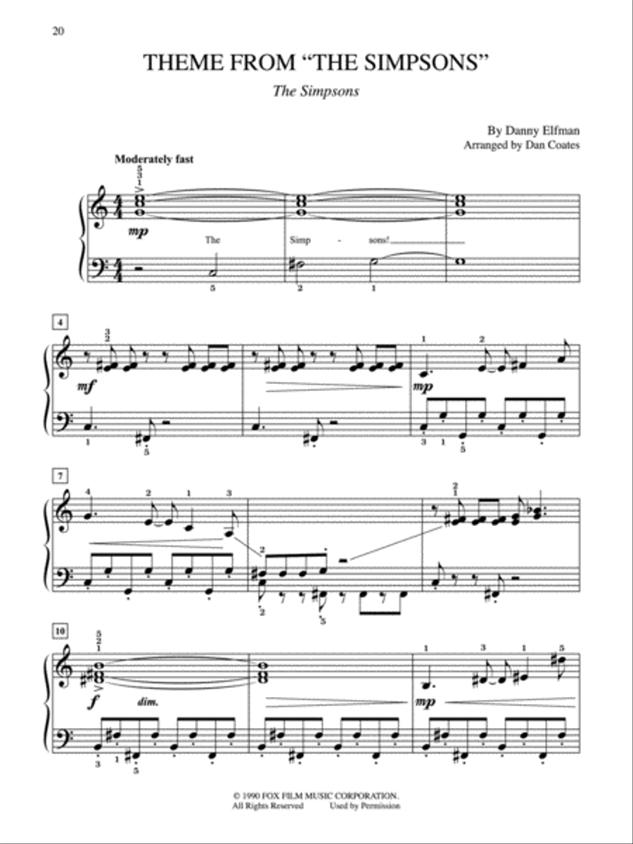 10 for 10 Sheet Music TV Themes Easy Piano scores gallery preview page 4