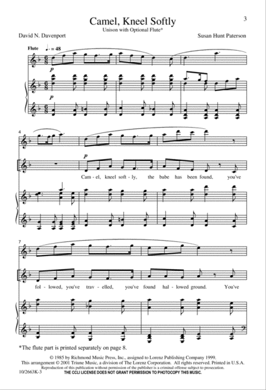 Camel, Kneel Softly Camel, Kneel Softly Unison Choir scores gallery preview page 3