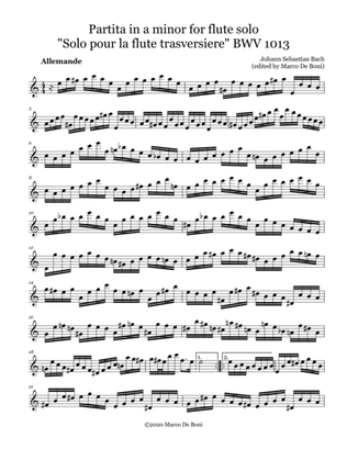 Book cover for Partita in a minor for flute solo BWV 1013 (urtext)