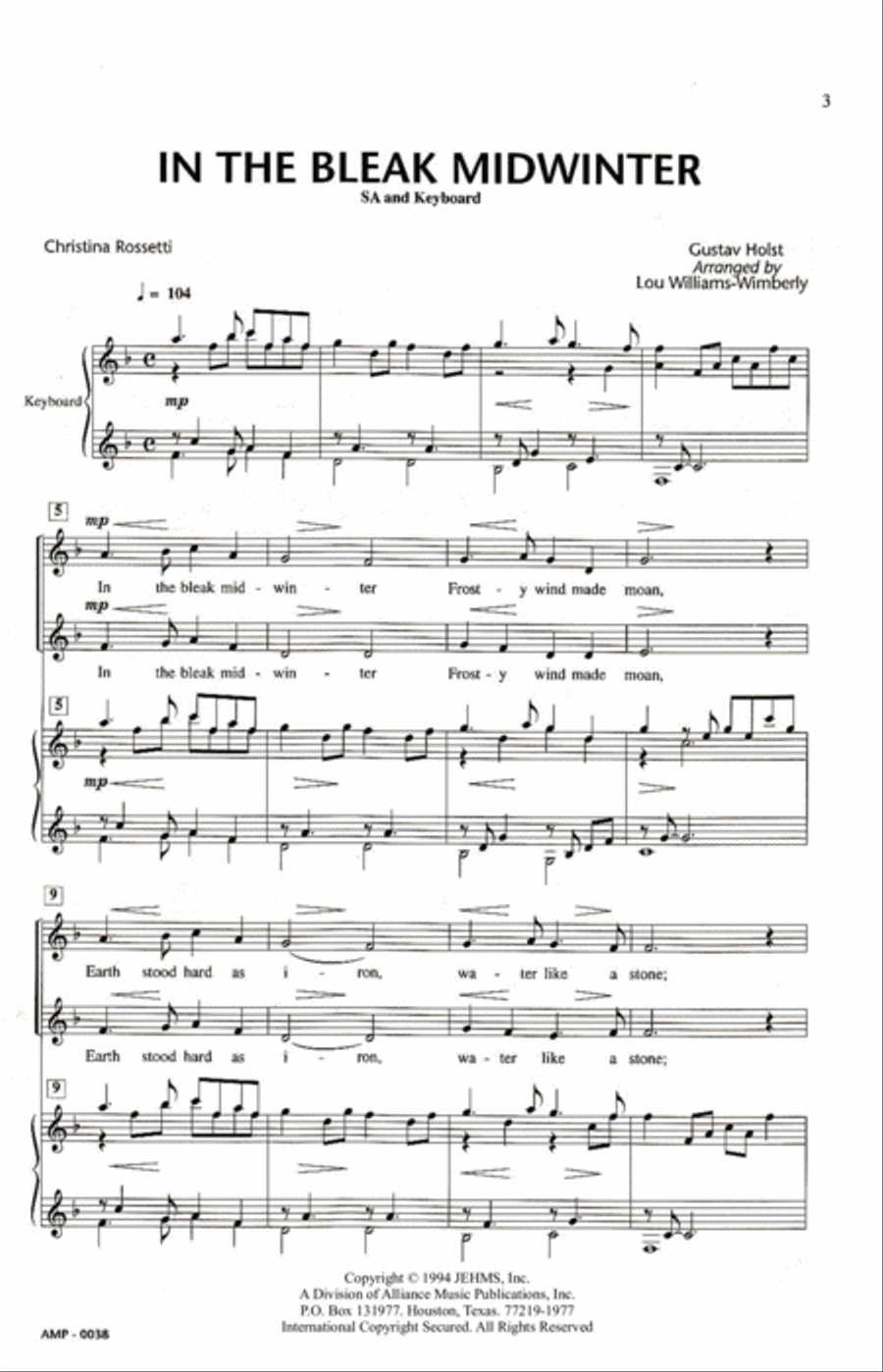 In the Bleak Midwinter SA scores gallery preview page 2