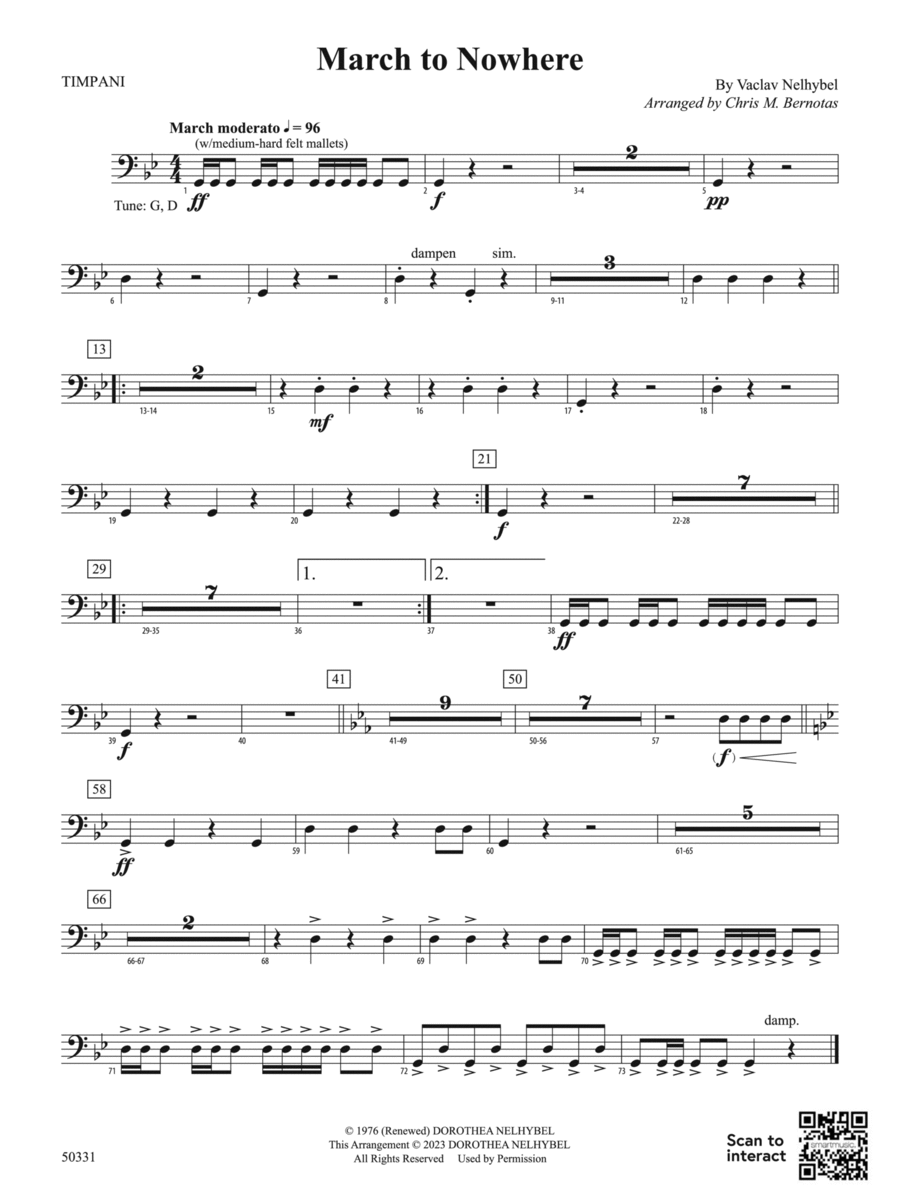 March to Nowhere: Timpani Concert Band scores gallery preview page 1