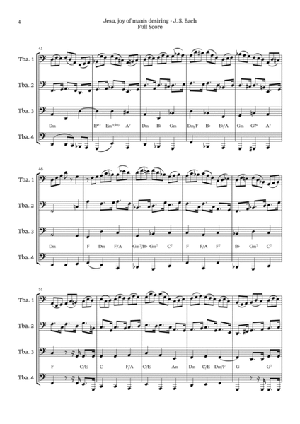 Jesu, Joy of Man’s Desiring for Tuba Quartet by Bach BWV 147 image number null