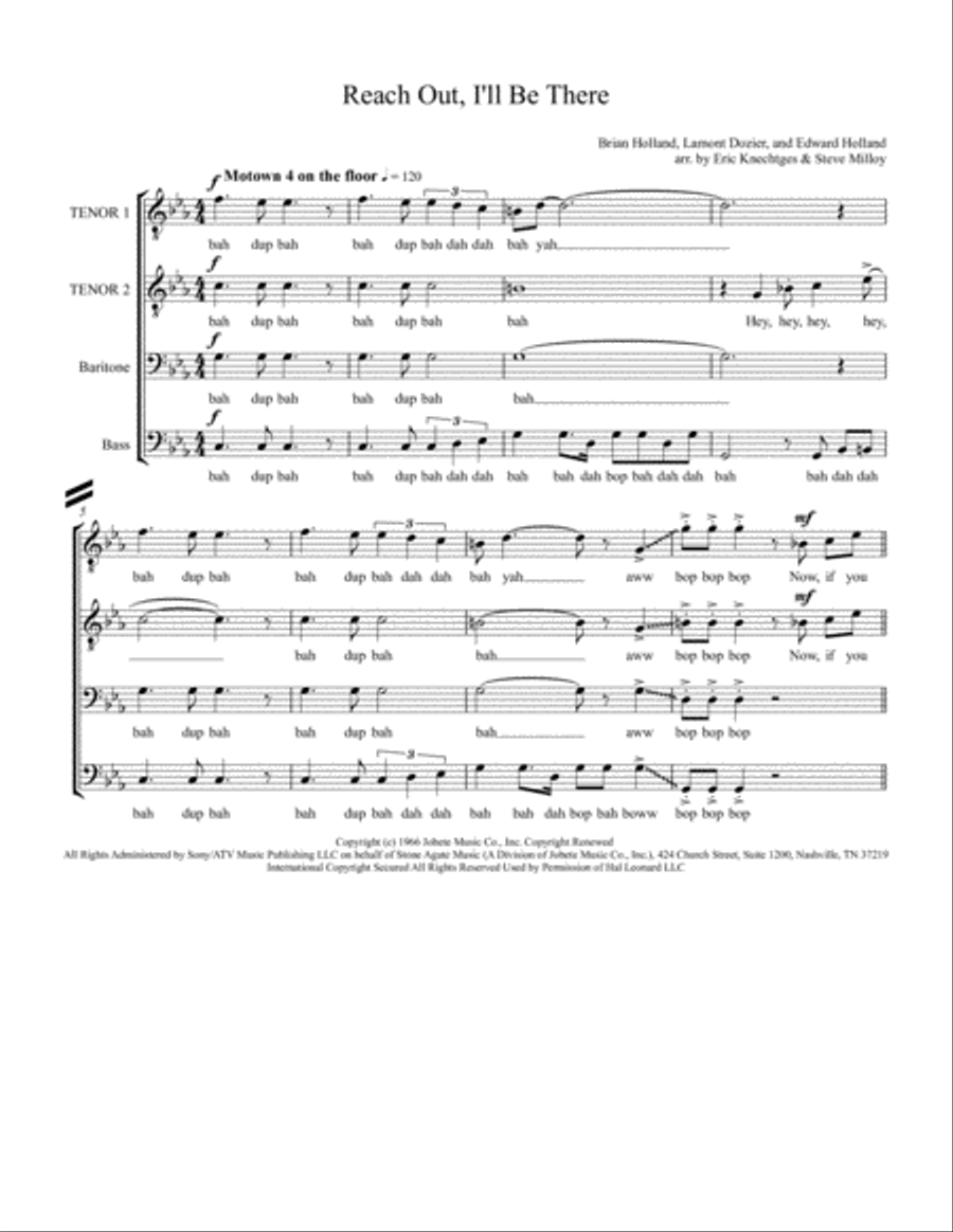 Reach Out And I'll Be There TTBB scores gallery preview page 1
