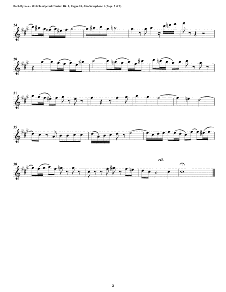 Fugue 18 from Well-Tempered Clavier, Book 1 (Saxophone Quintet) image number null