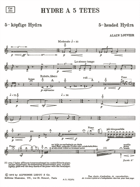 L'hydre A Cinq Tetes (saxophone-alto & Piano)