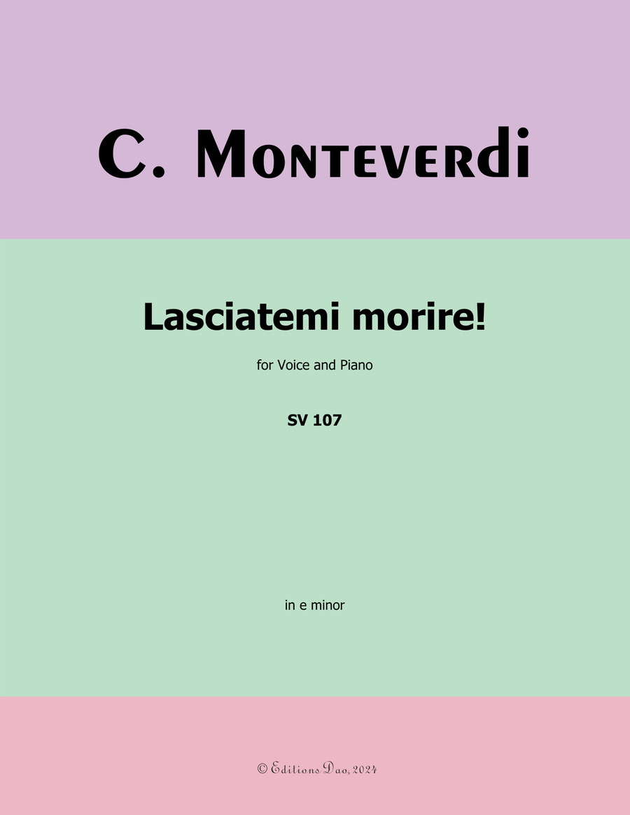Lasciatemi morire! by Monteverdi, in e minor Piano, Vocal scores gallery preview page 1