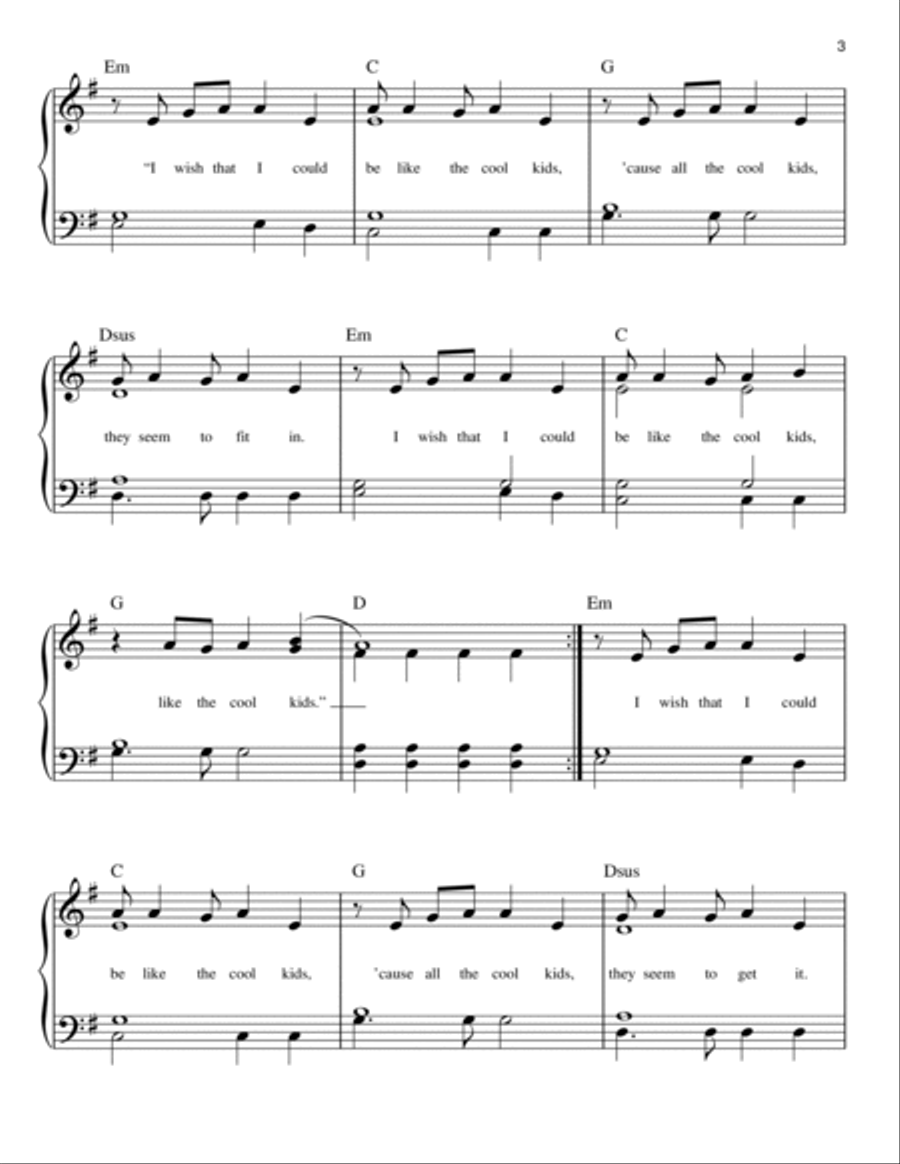 Cool Kids Easy Piano scores gallery preview page 3