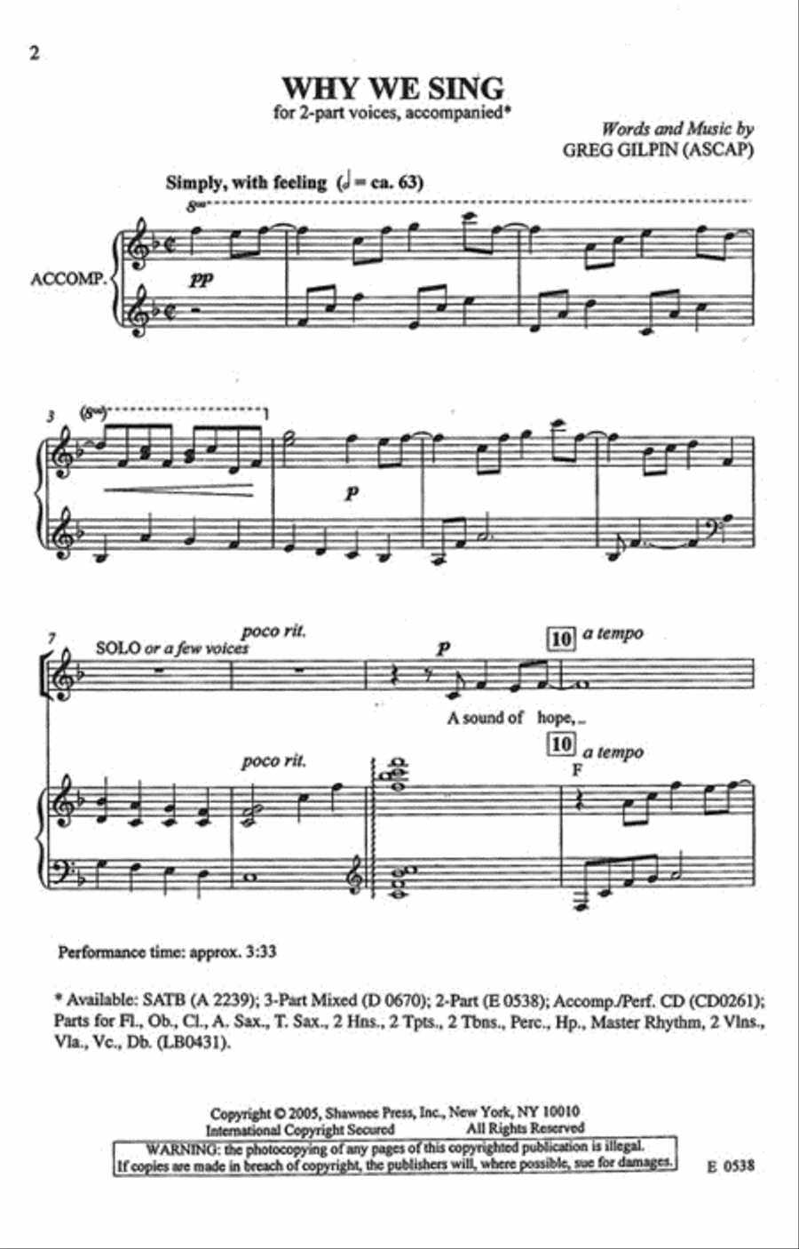 Why We Sing Why We Sing 2-Part scores gallery preview page 2