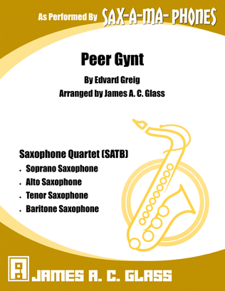 Book cover for Peer Gynt (Greig) - Saxophone Quartet (SATB)