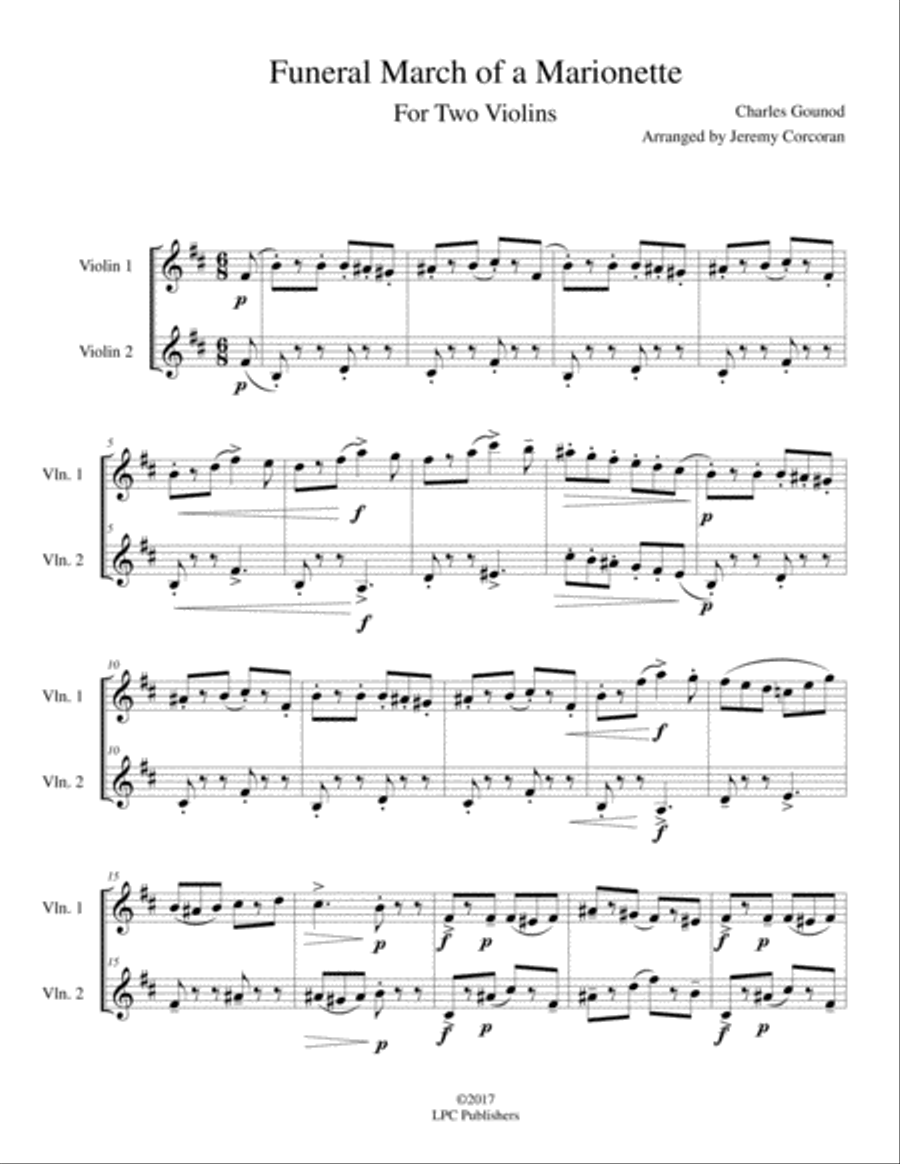 Funeral March of a Marionette for Two Violins String Duet scores gallery preview page 2