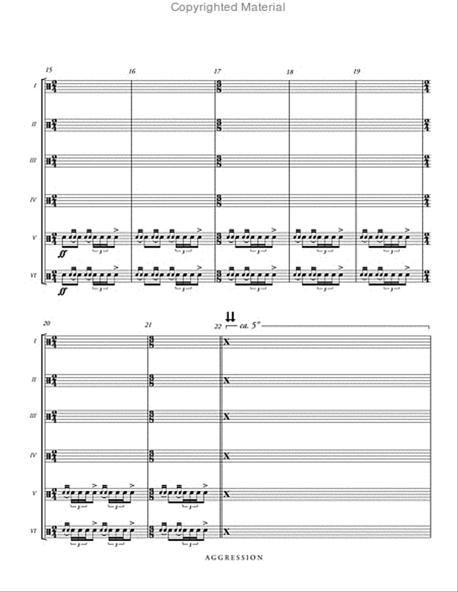 Aggression for Six Snare Drums Percussion Ensemble scores gallery preview page 6