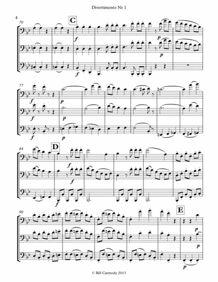 Mozart Divertimento Nr 1 K. 439a [1-5] Bass Clef trio (5 mvts)