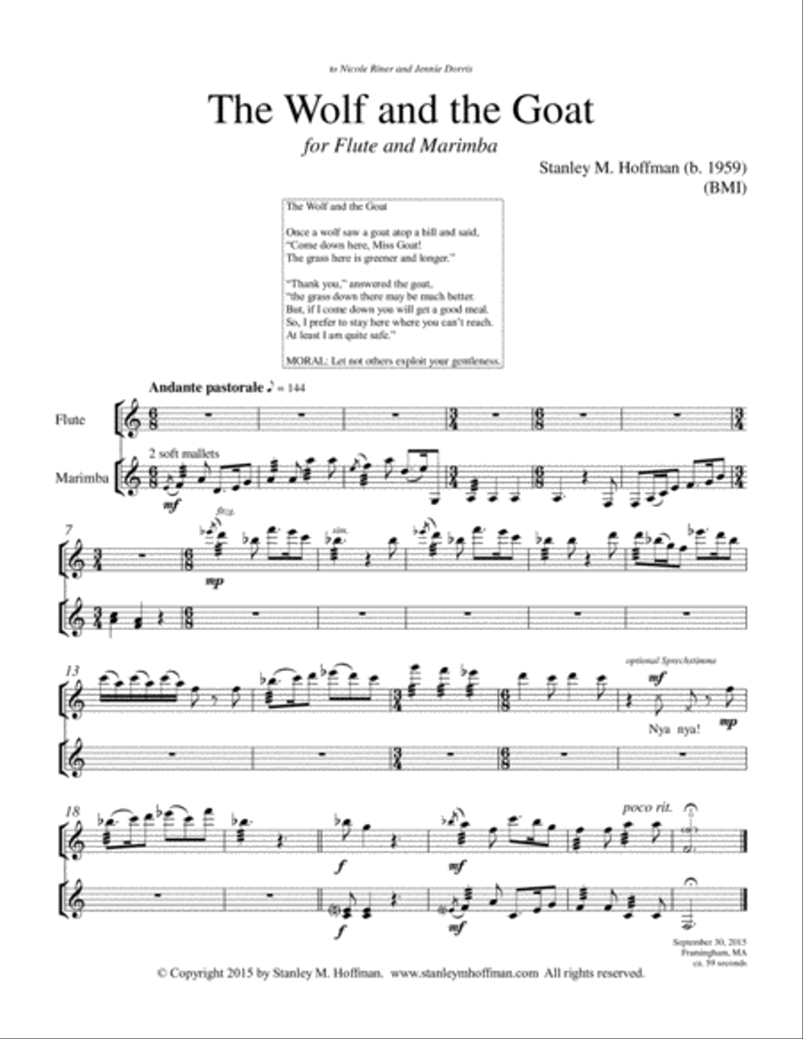 The Wolf and the Goat Flute scores gallery preview page 1