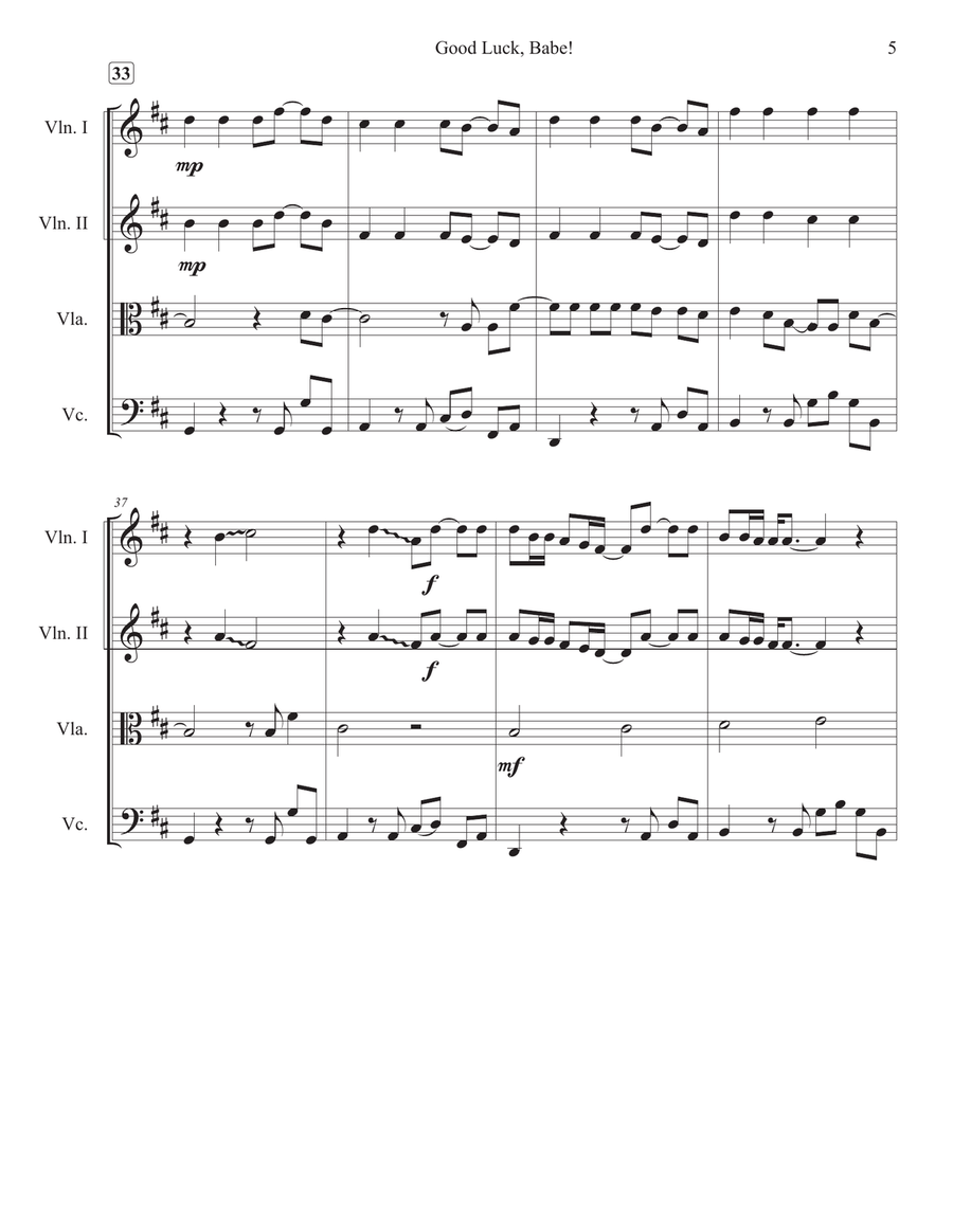 Good Luck, Babe! String Quartet scores gallery preview page 6