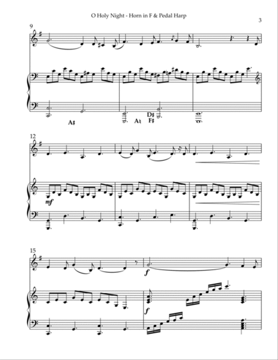 O Holy Night, Duet for Horn in F & Pedal Harp