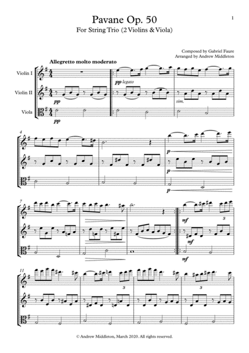 Pavane Op. 5 arranged for Two Violins & Viola image number null