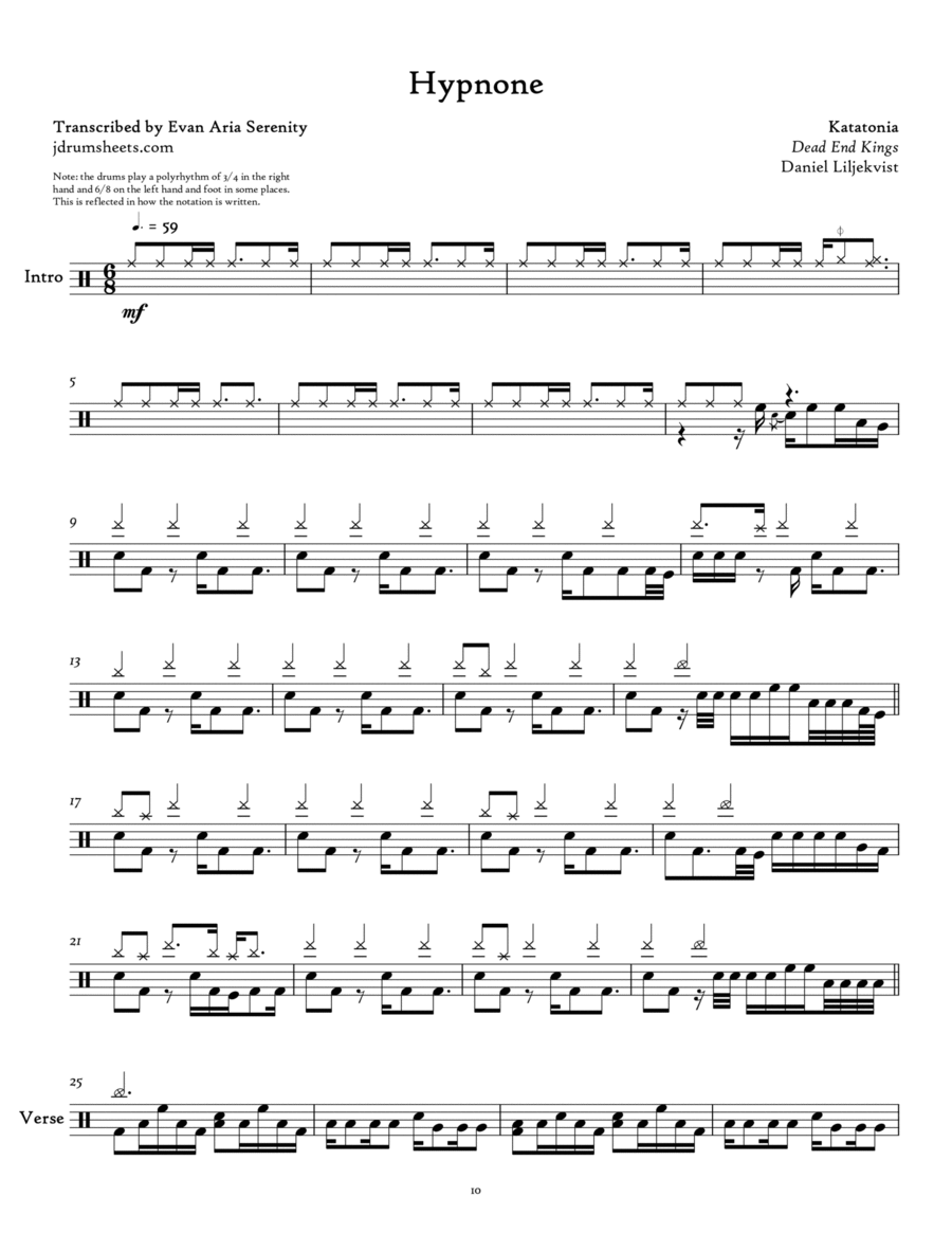 Hypnone Drum Set scores gallery preview page 1