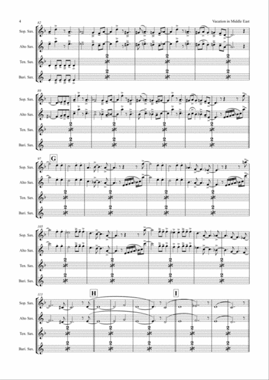 My Family 1 - Vacation In Middle East Saxophone Quartet scores gallery preview page 4