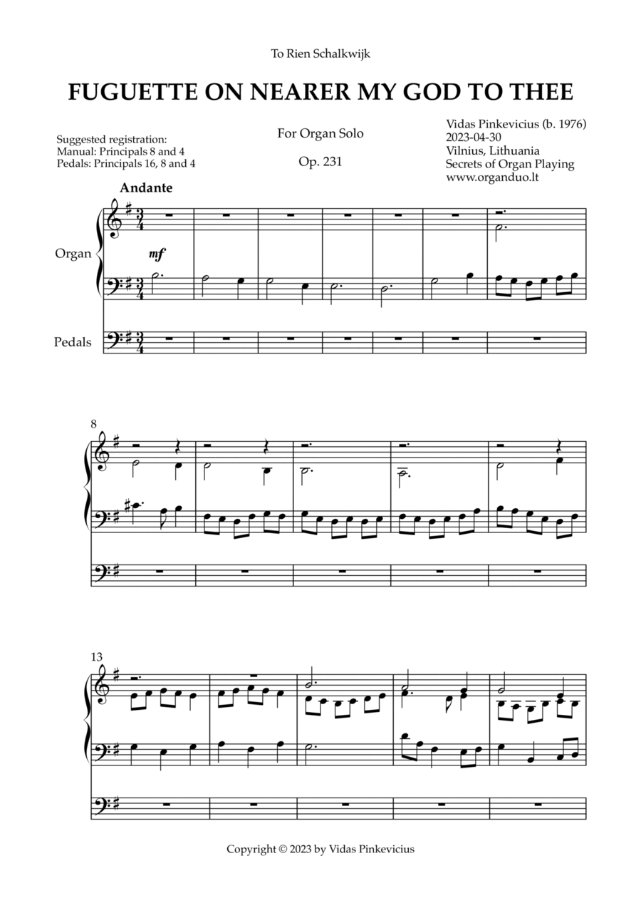 Fuguette on Nearer My God to Thee, Op. 231 (Organ Solo) by Vidas Pinkevicius Organ Solo scores gallery preview page 1
