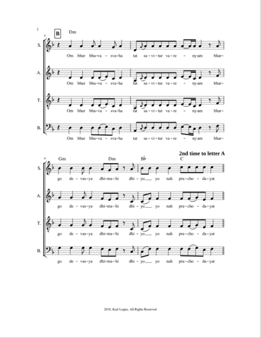 Gayatri Mantra 4-Part scores gallery preview page 2