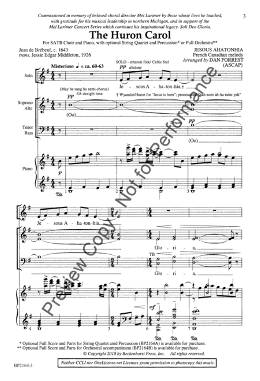 The Huron Carol 4-Part scores gallery preview page 4