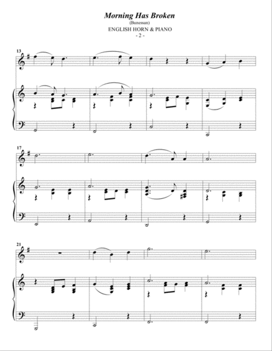 Morning Has Broken English Horn scores gallery preview page 2