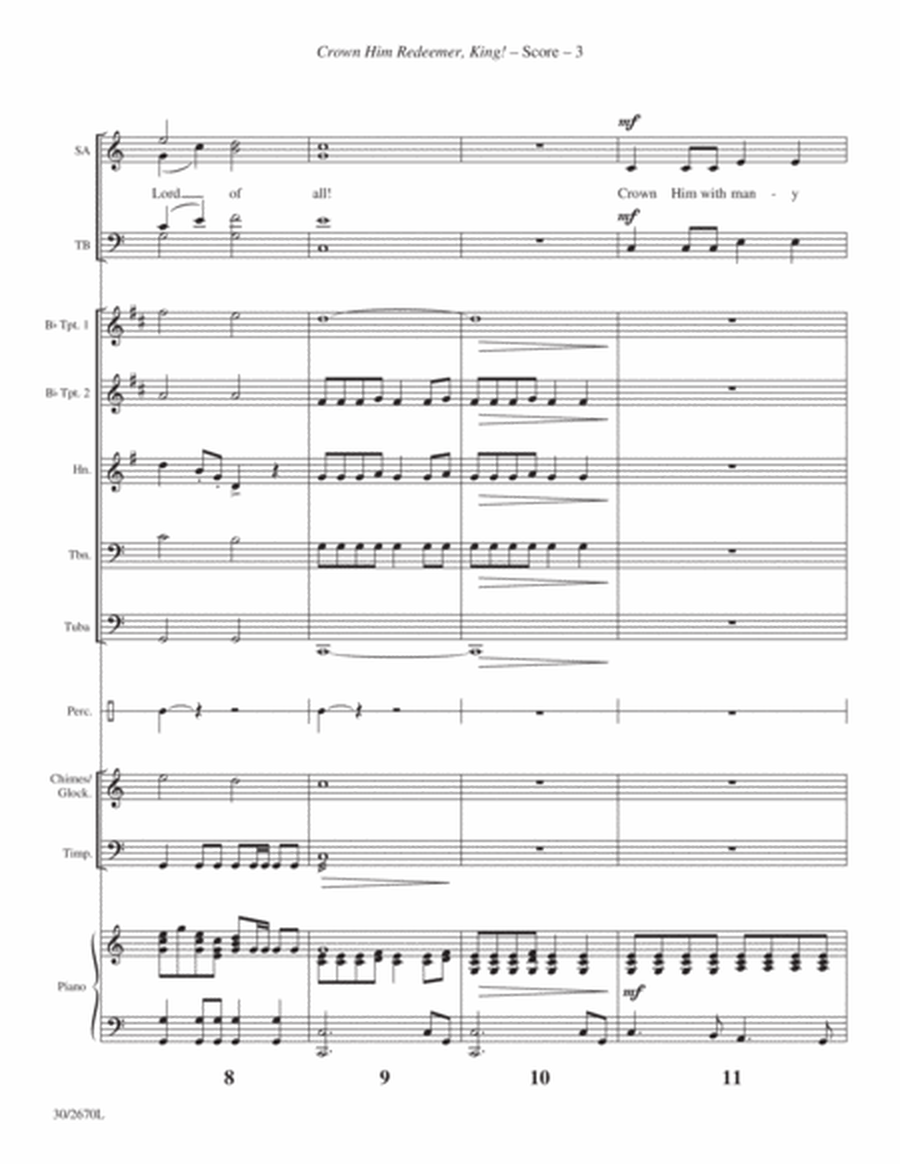 Crown Him Redeemer, King! - Brass and Perc Score and Parts