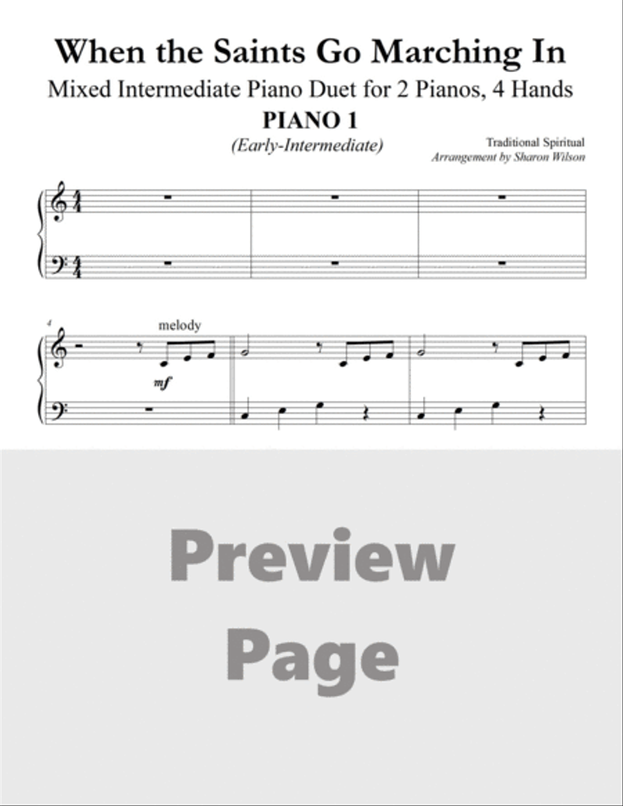 When the Saints Go Marching In (Mixed Level, 2 Pianos, 4 Hands Duet) 2 Pianos, 4-Hands scores gallery preview page 4