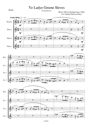 Greensleeves (Ye Ladye Greene Sleves) - Arranged for Flute Quartet by Graham Dickson-Place
