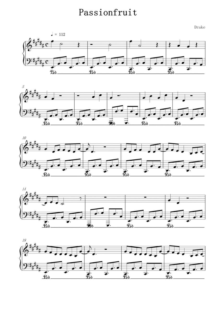 Passionfruit Piano Solo scores gallery preview page 1