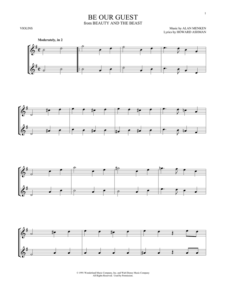 Be Our Guest (from Beauty And The Beast) String Duet scores gallery preview page 1