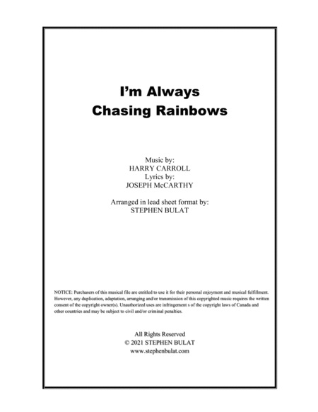 I'm Always Chasing Rainbows (Judy Garland) - Lead sheet (key of A)