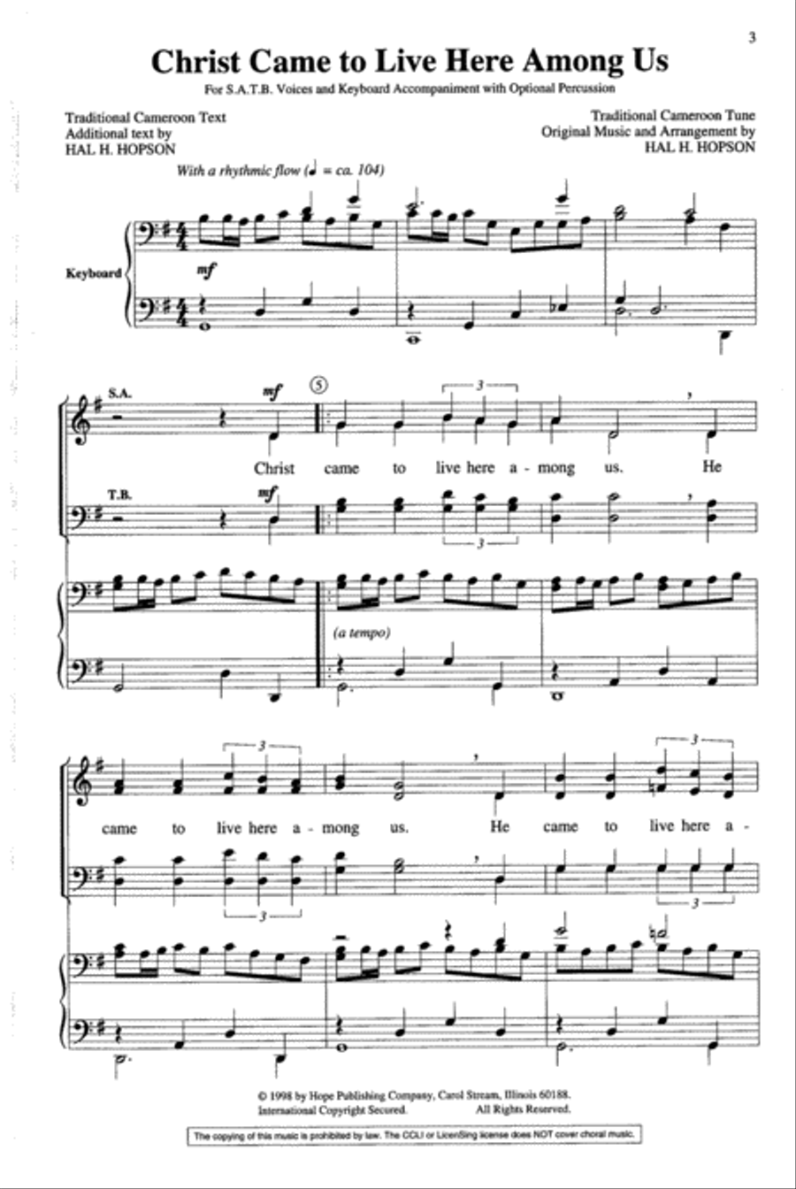 Christ Came to Live Here Among Us 4-Part scores gallery preview page 2