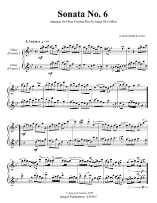 Loeillet: Sonata No. 6 for Oboe d’Amore Duo