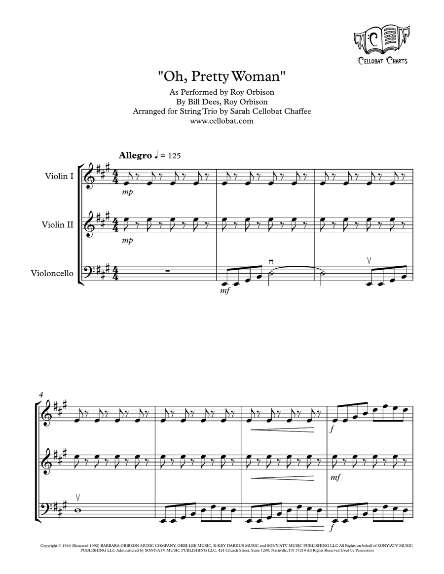 Oh, Pretty Woman String Trio scores gallery preview page 1
