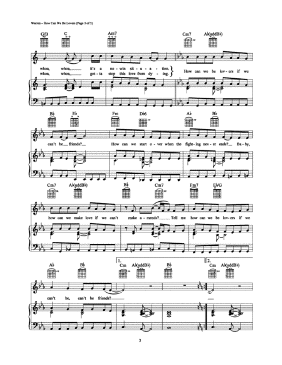 How Can We Be Lovers How Can We Be Lovers Piano, Vocal, Guitar scores gallery preview page 3