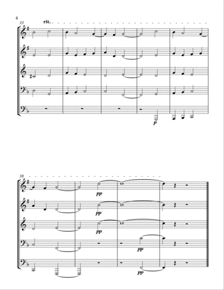 Lo, How a Rose E'er Blooming (Brass Quintet) Brass Quintet scores gallery preview page 4