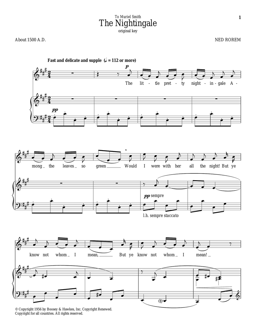 The Nightingale Piano, Vocal scores gallery preview page 1