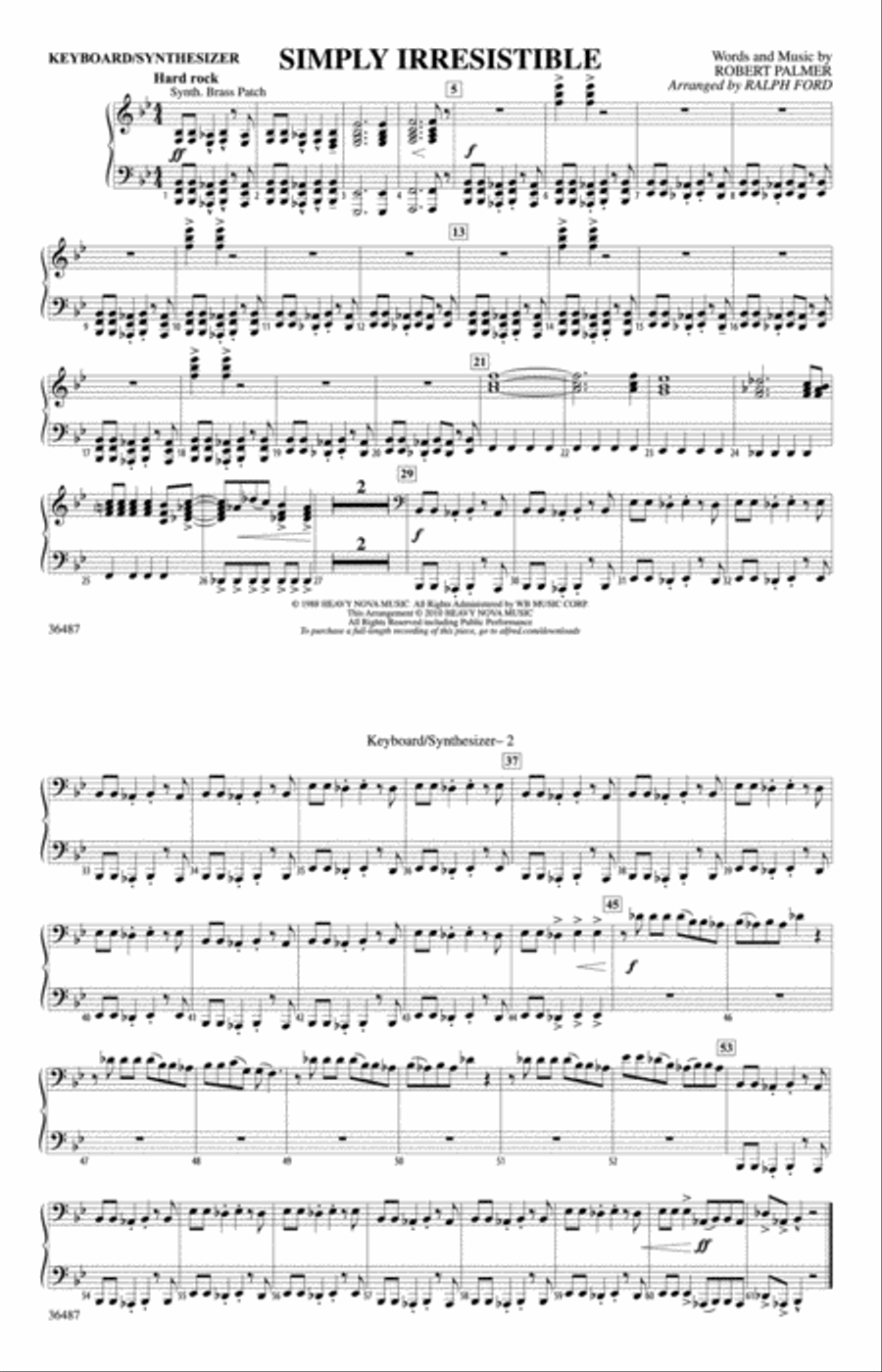 Simply Irresistible: Keyboard/Synthesizer Marching Band scores gallery preview page 1