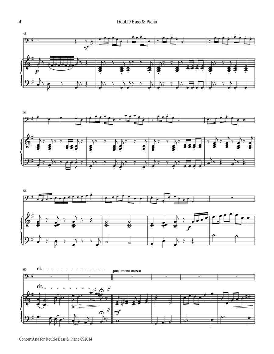 Concert Aria for Double Bass & Piano String Duet scores gallery preview page 4