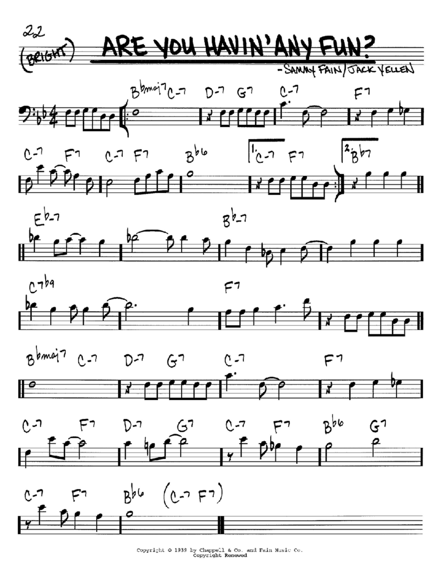 Are You Havin' Any Fun? Are You Havin' Any Fun? Bass Clef Instrument scores gallery preview page 1