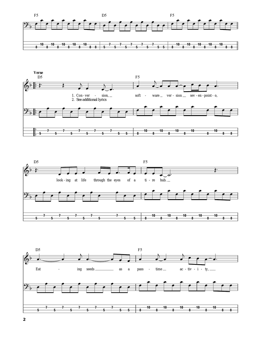 Toxicity Bass Guitar Tablature scores gallery preview page 2