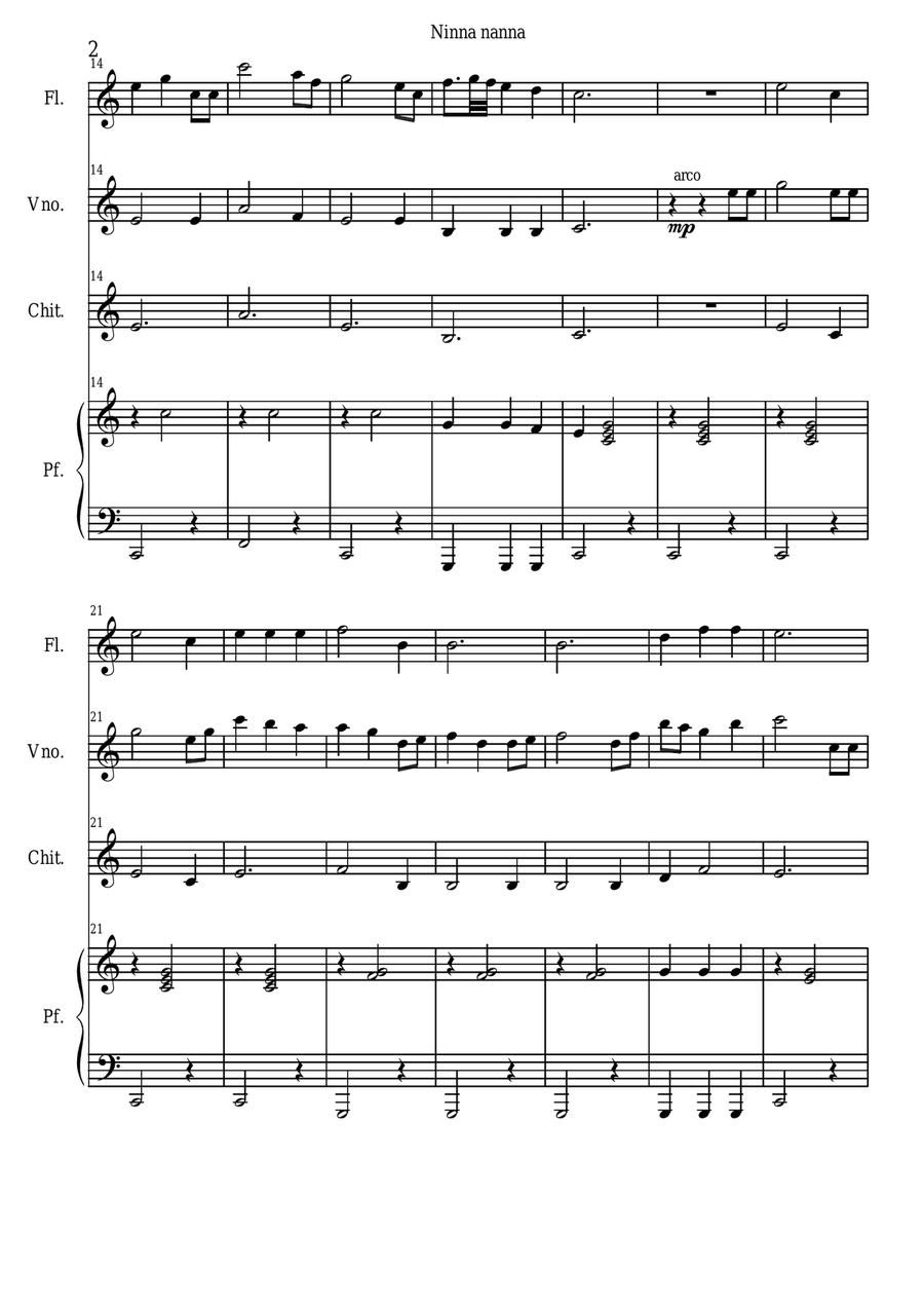 Lullaby - Ninna Nanna (quartet) Small Ensemble scores gallery preview page 2
