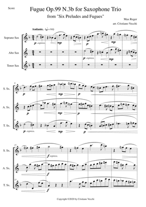 Fugue Op.99 N.3b for Saxophone Trio